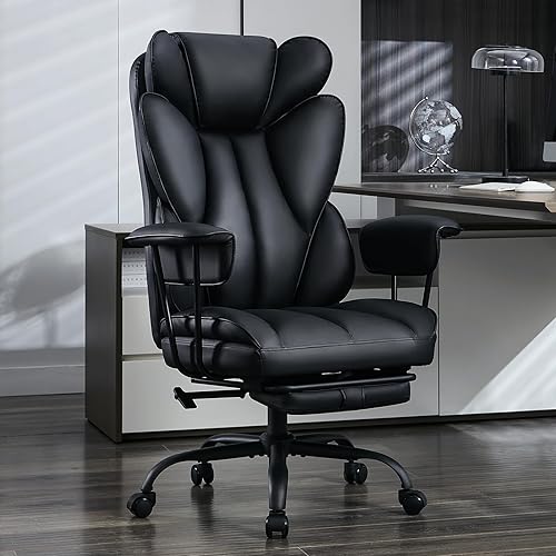 Miniatura 1 de Silla de escritorio de oficina grande y alta, amplia ergonómica ejecutiva con reposapiés, respaldo alto, soporte lumbar reclinable, silla de