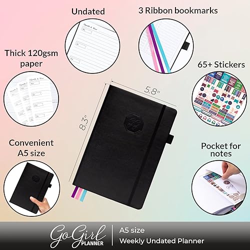 Miniatura 8 de GoGirl Planner - Agenda y organizador para mujeres, sin fechas, comienza en cualquier momento, dura 1 año, 13.4 x 19.5 centímetros.