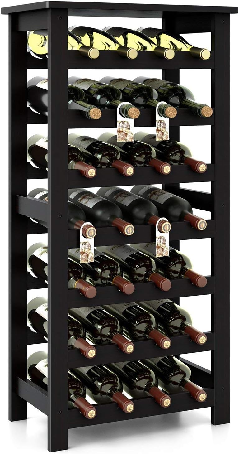 Modular Wine Rack Free Standing Wine Storage Rack Display Shelves -Floor-Standing Wine Rack Display Stand(7Layers 28 Bottles) Wine Racks