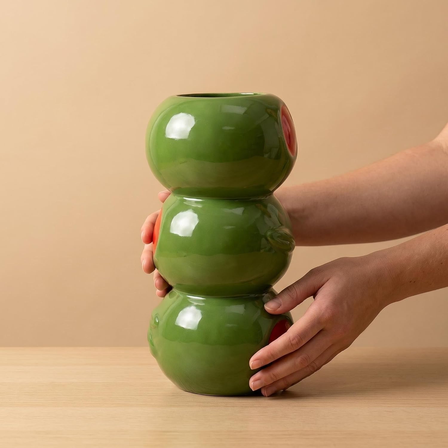 Ceramic Olive Vase, Novelty Funky Green Vases for Home, Bar, Kitchen Decor image 4