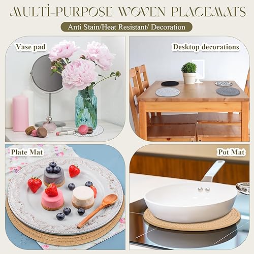 Miniatura 5 de Domensi 14 salvamanteles para platos calientes, soportes redondos para ollas para cocina, almohadillas calientes tejidas de algodón para cocina,