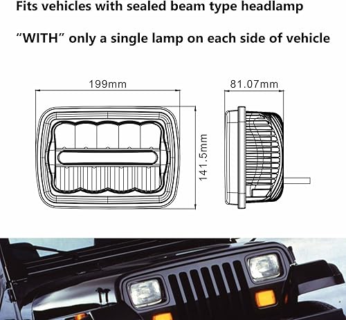 Miniatura 9 de Faros delanteros LED de 5 x 7, 7 x 6, chip Osram Angel Eye DRL, haz sellado de repuesto para H6054 6054 Jeep Wrangler YJ Cherokee XJ Chevy Express