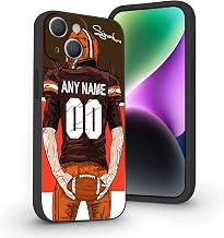 Custom Name & Number Football Case for iPhone17 Air 16 15 Pro Max 14 13 Mini 12 11 Xs Max Xr SE3 8 7 6 Plus,Liquid Silicone with Camera Protection Custom Signature Phone Case(Cleveland)