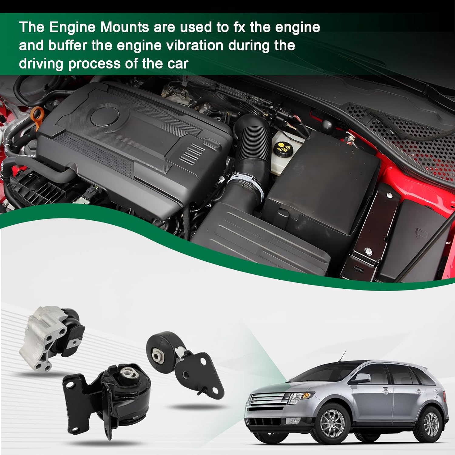 SCITOO Engine Motor Tansmission Mount Set for Ford for Edge 3.5L 2007-2014, for Lincoln for MKX 3.5L 2007-2010 Replace A5342 A5431 A5605
