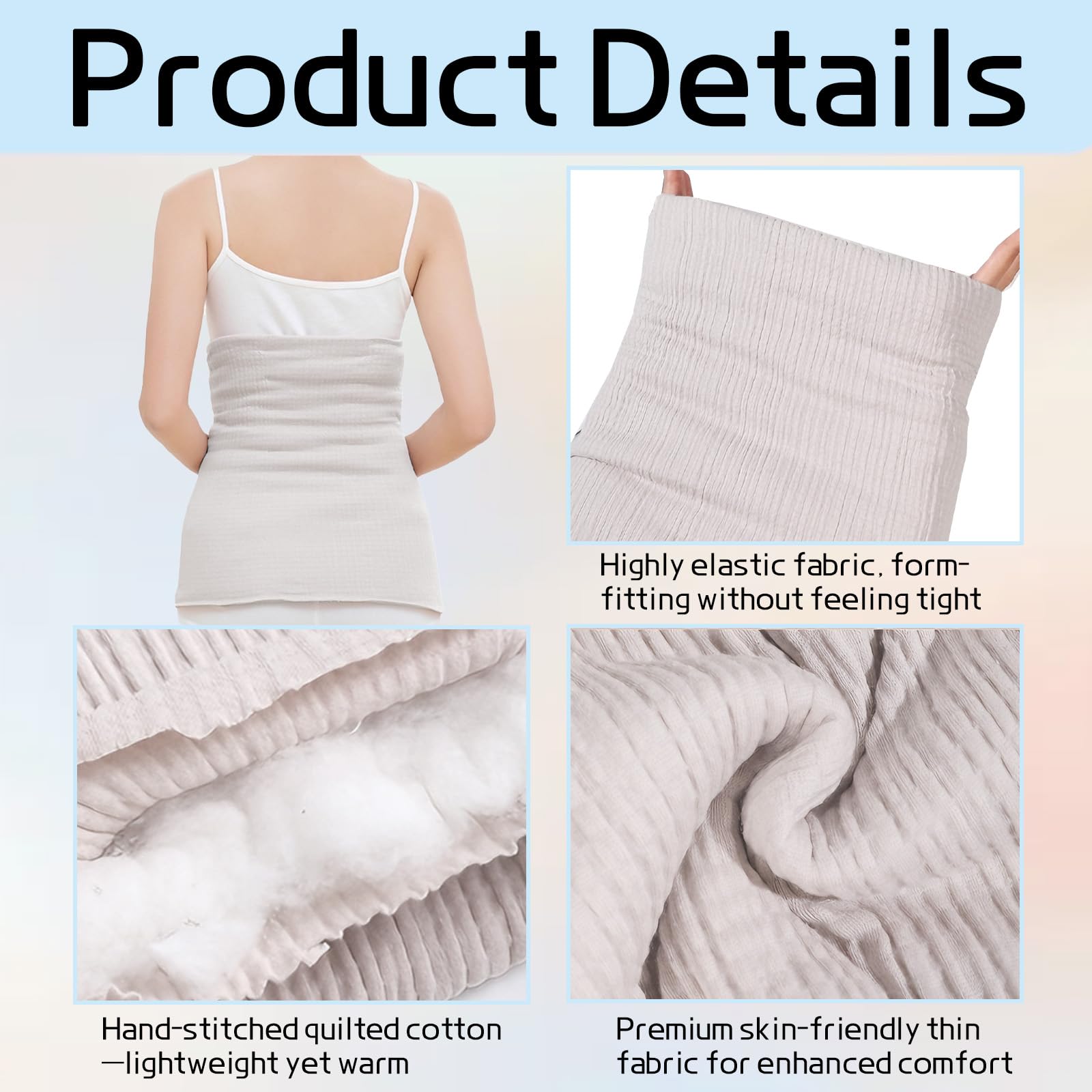 Calentador de espalda de lana angora y lana merino para hombres y mujeres - Cinturón térmico y calentador de vientre, protección de riñones, alivio del dolor y comodidad óptima, confort