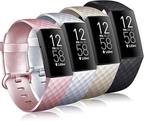 Tobfit Paquete de 4 correas compatibles con Fitbit Charge 4, Fitbit Charge 3, Charge 3 Se, pulseras de repuesto de silicona para mujeres y hombres