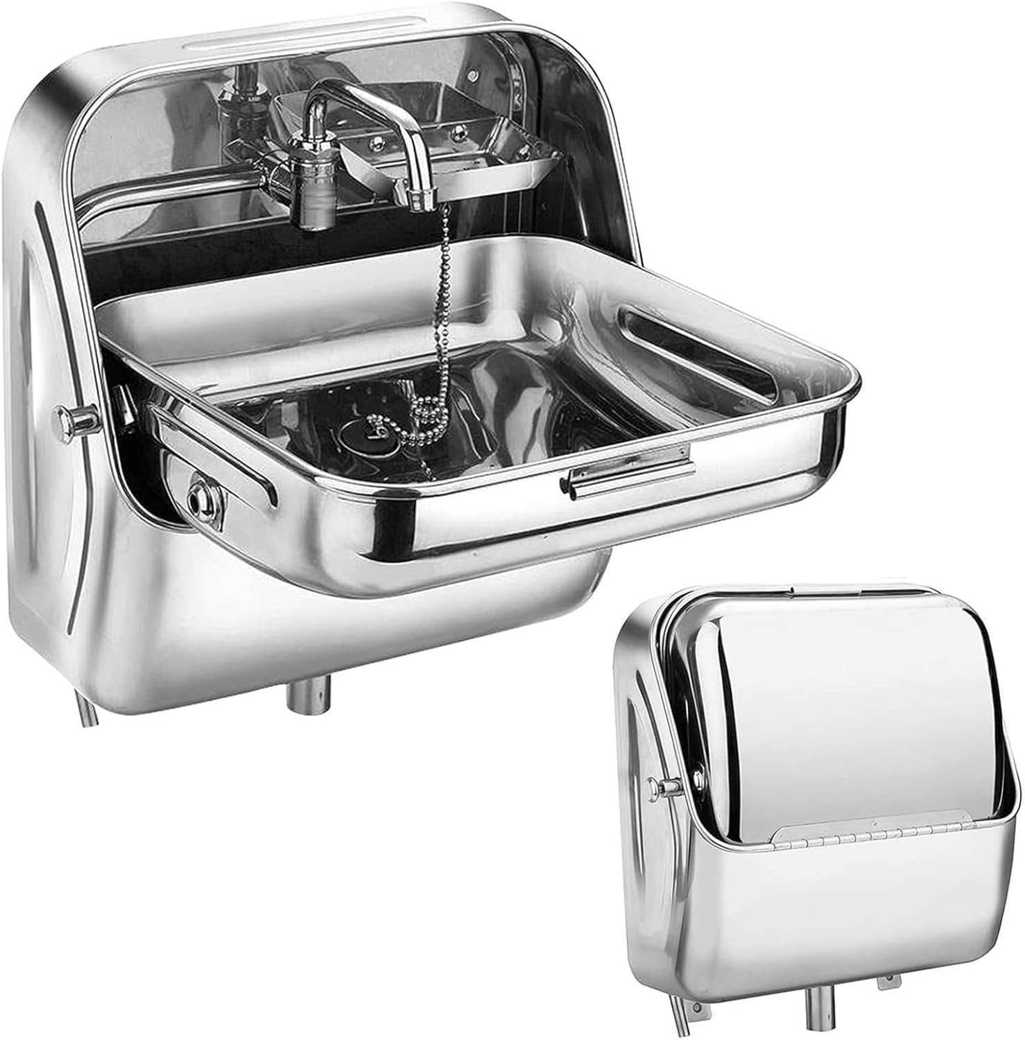 RV Wall-Mounted Sink,Folding Sink with Cold Water Faucet Hand Wash Basin RV Camper Boat, Wall Mounting Hand Wash Basin Van Sink,A