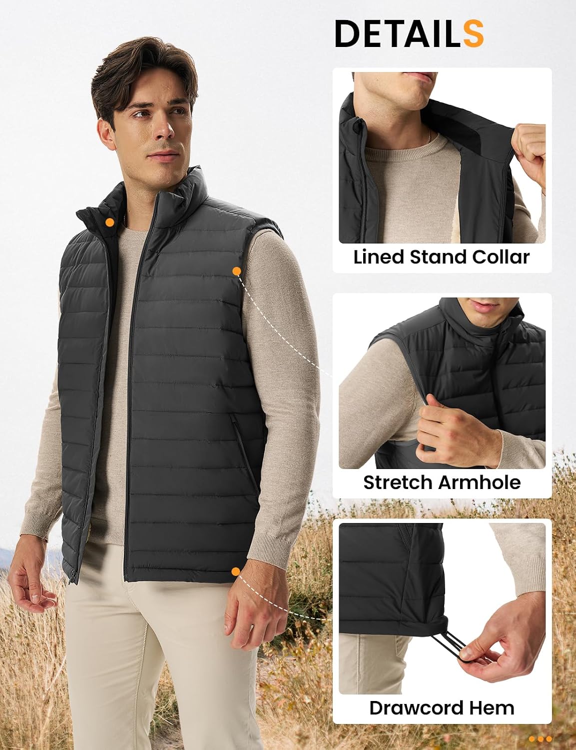 TBMPOY Mens Sherpa Lined Winter Puffer Vest Outerwear Lightweight Outdoor