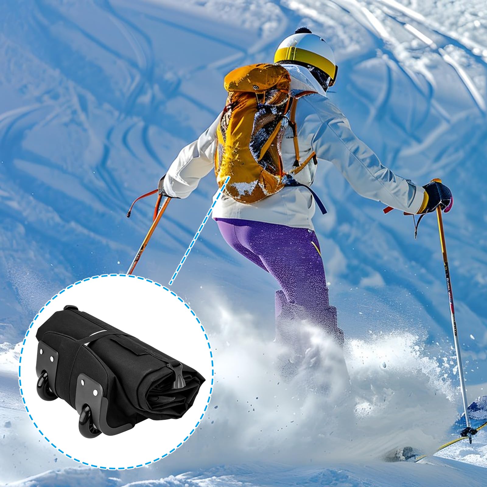 Bolsa de esquí con ruedas, funda de almacenamiento para snowboard, impermeable, tela Oxford 600D, bolsa de viaje con correas ajustables y ruedas para esquí, yoga, equipo deportivo, transporte, 200 x