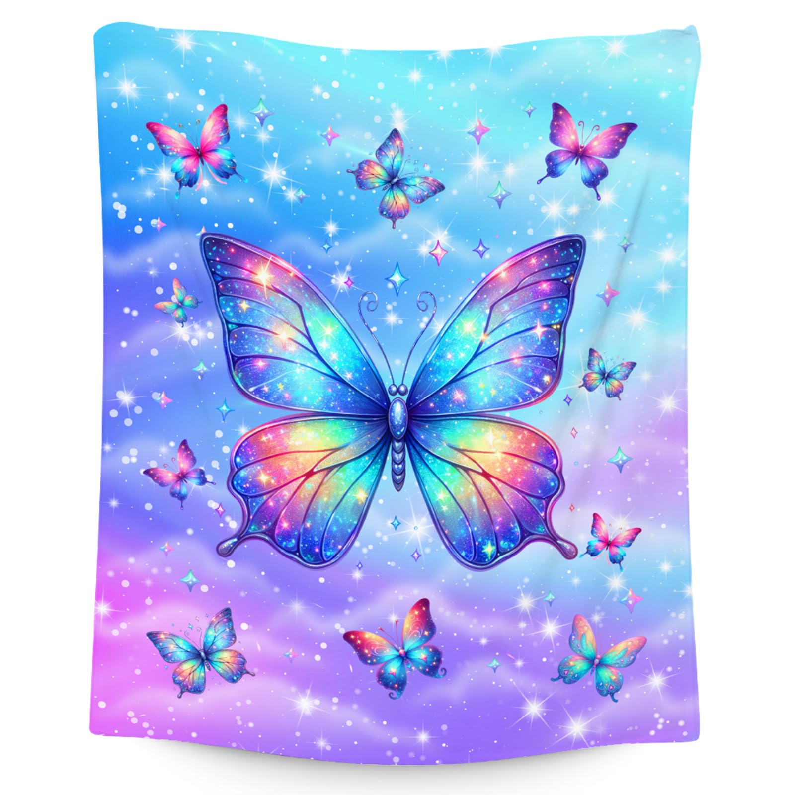 Kids Blanket - Butterfly Gifts for Girls - 30x40 Inches Soft Flannel Cute Throws for Office, Sofa Room Decor