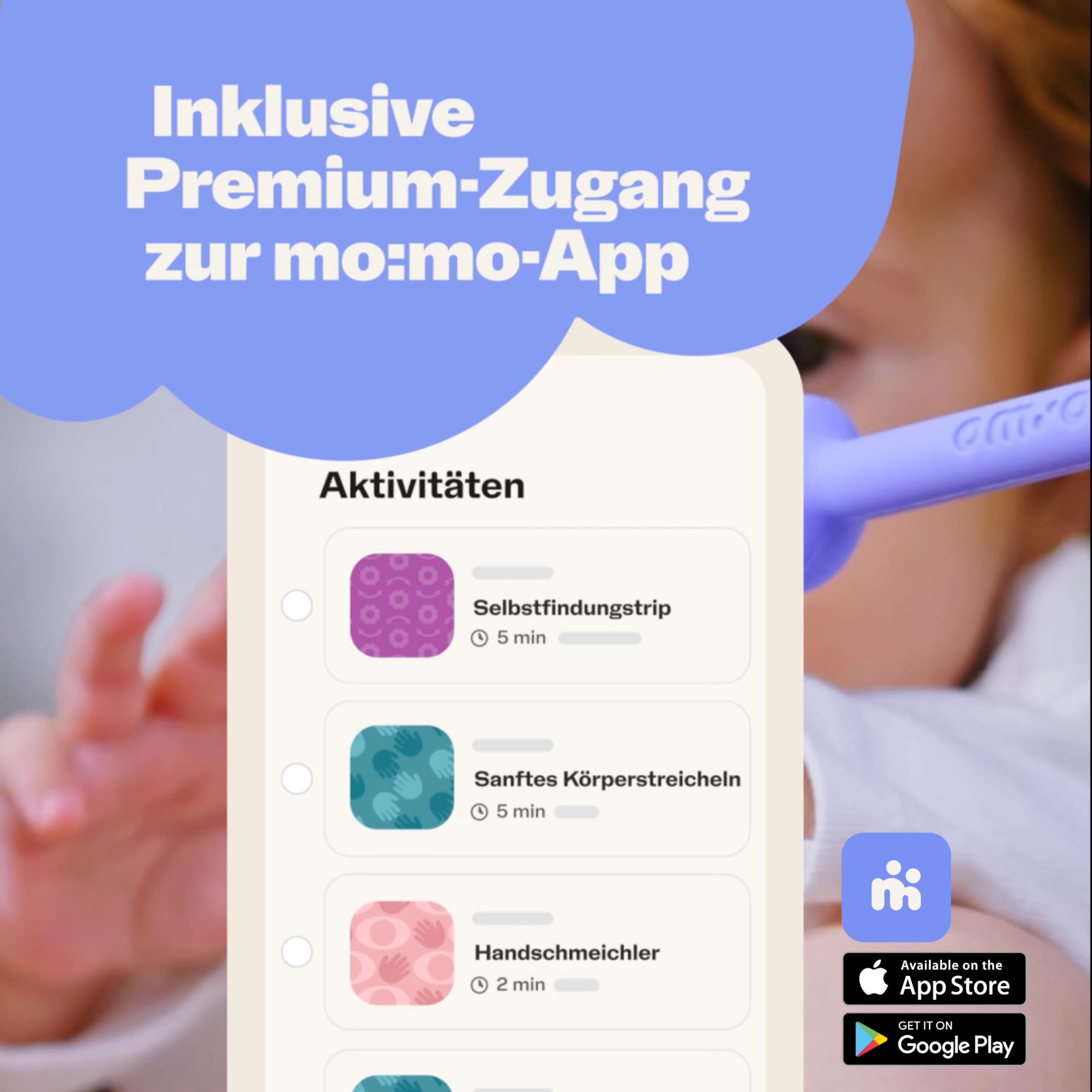 mo:mo konnektor – Streichelpinsel für sanfte Babymassagen & Bindung | Fördert Entspannung, Tastsinn & frühkindliche Entwicklung | 100% vegan, waschbar & sicher (Candy) - 5