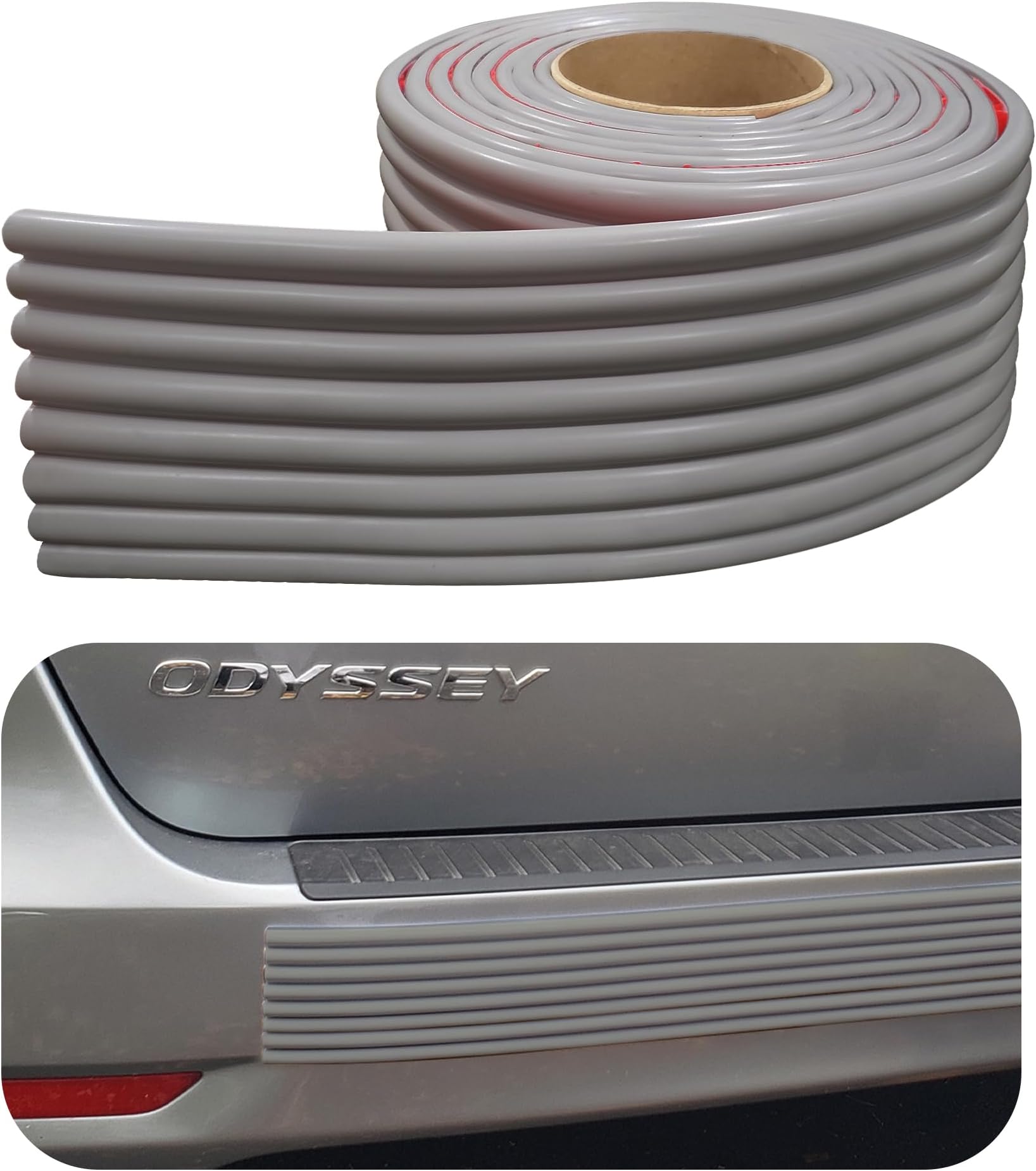 Rubber Bond DIY Car Bumper Protectors - 4in x 12ft Strong Self-Adhesive Rubber Bumper Guards for Cars - Anti-Scratch - Car Protection Strips (Grey)