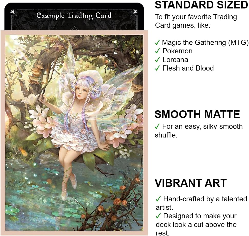 Fantasy North - Tatiana Elgane - Fairy Princess - 100 Smooth Matte TCG Trading Card Sleeves - Fits Magic MTG Commander Pokemon and Other Card Games - Playing Card Sleeves