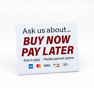 3pk Buy Now Pay Later Counter Sign with Credit Card Payment Options, Countertop Display, L Style