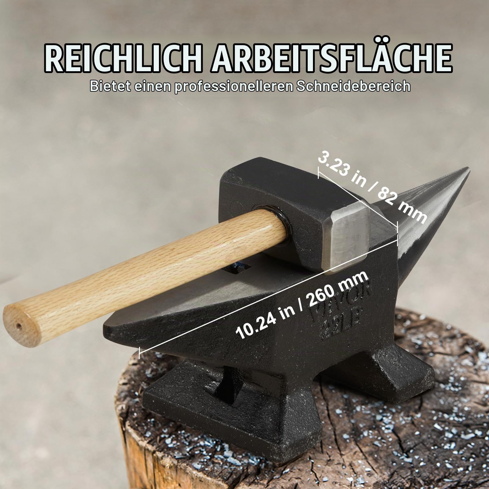 VEVOR Amboss Einzelner Hornamboss 10 kg Stahlamboss Geschmiedeter Amboss Robuster Hornamboss Schmied Juweliere Metallschmied Schmiedewerkzeug Geeignet für Nieten, Abflachen, Schmieden und Formen