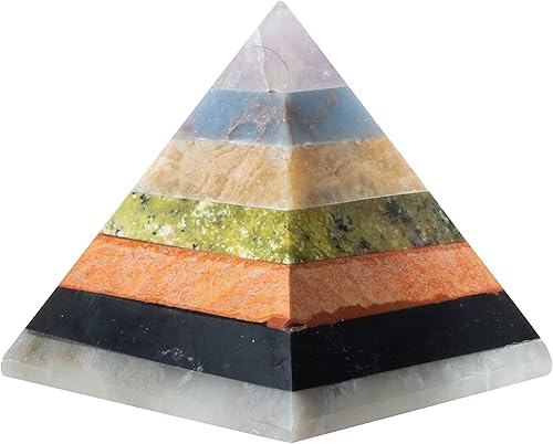 Miniatura 2 de The Chrysalis Stone Pirámide Inca multicolor de 7 capas  Tamaño 2.25 x 2 pulgadas  1 pieza  Cristales y piedras curativas, decoración de habitación,