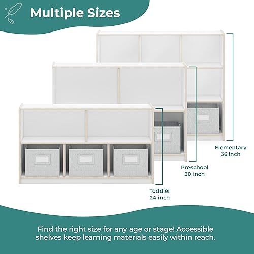 Miniatura 8 de Guidecraft EdQ Essentials - Almacenamiento de 5 compartimentos de 24 pulgadas, color blanco con 3 contenedores de tela estantería multiusos de