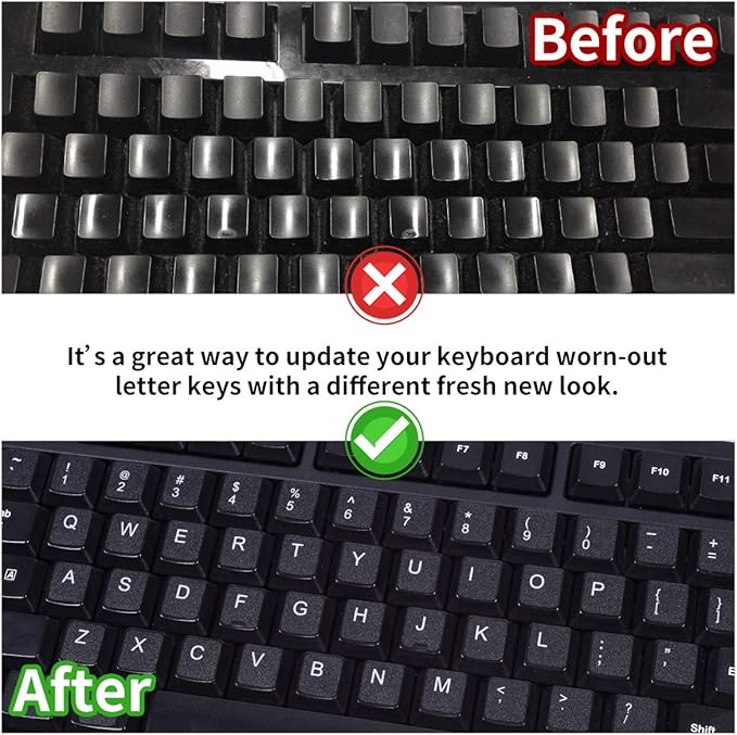 Pegatinas de Teclado Inglés, 2 Paquetes, Negro, Mate, para Portátil y Escritorio miniatura 4