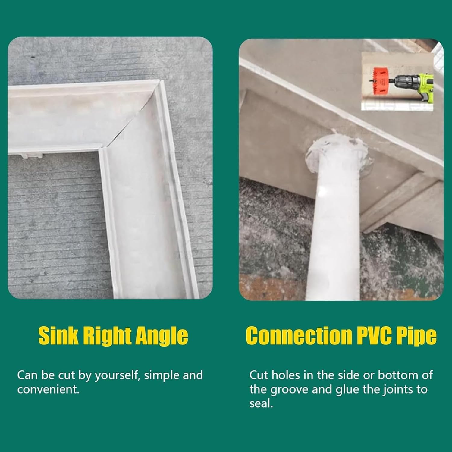 Heavy Duty French Drain Kit for Outdoor Yard, Trench Drain System with Metal Grate, Low Profile Pool Deck Drain Channel, Hidden Yard Drainage Solutions (39.4"x7.6"x9.8")