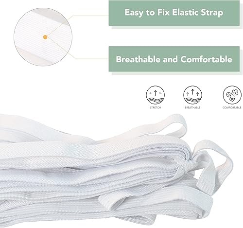 Miniatura 3 de Bandas elásticas para coser de 0.4 pulgadas, 11 yardas, carrete elástico blanco, carrete elástico de punto de alta elasticidad para pantalones de