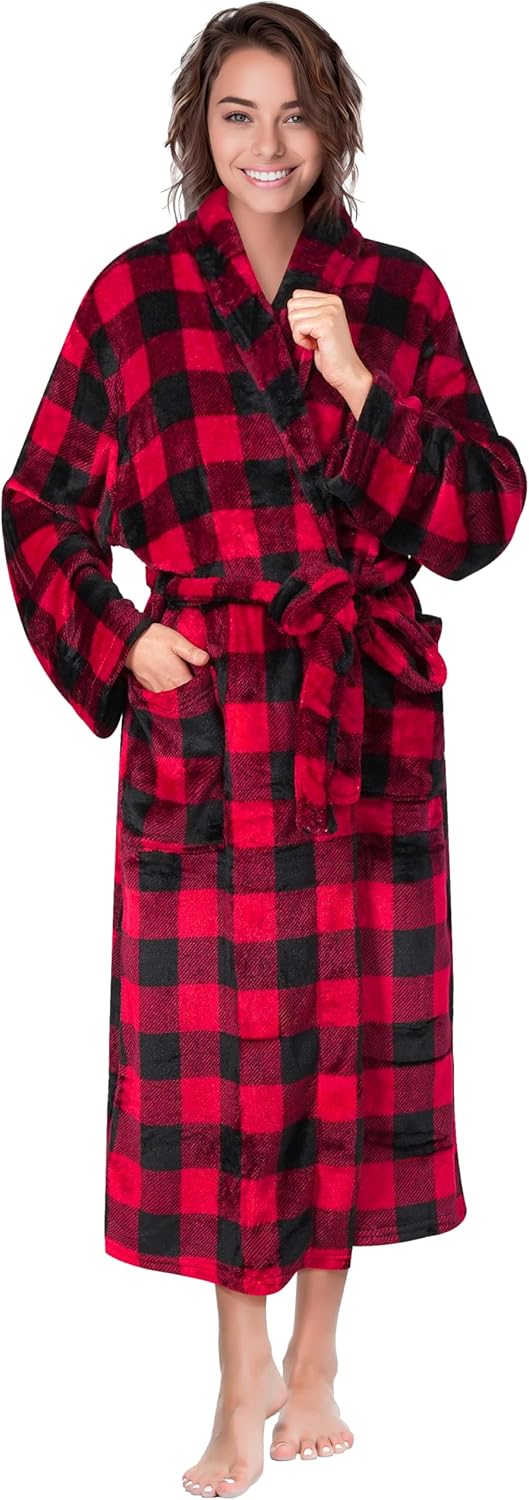 PAVILIA Womens Robe Fleece Plush Soft, Fluffy Fuzzy Cozy Warm Bathrobe, Shower Spa House Long Robe for Women - Image 7