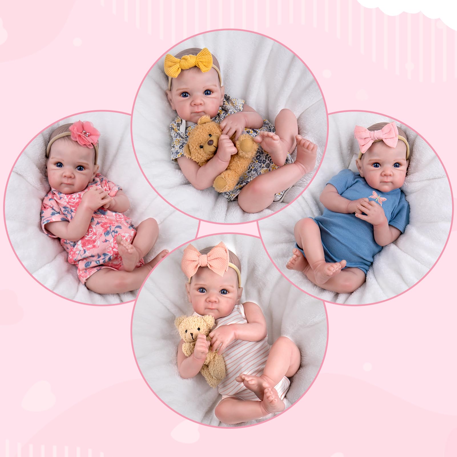 Muñecas de bebé Reborn realistas: muñeca de bebé recién nacida realista de 20 pulgadas con extremidades posables y kit de alimentación, juego de regalo para niñas mayores, coleccionistas y niños 6