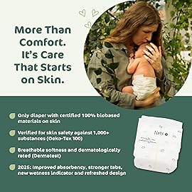 Naty BioEmbrace Baby Diapers Size 5 (24-55 lbs) | 100% Biobased on Skin | Plant-Based Softness | Dermatologically Tested, Super Absorbent | 80 Count