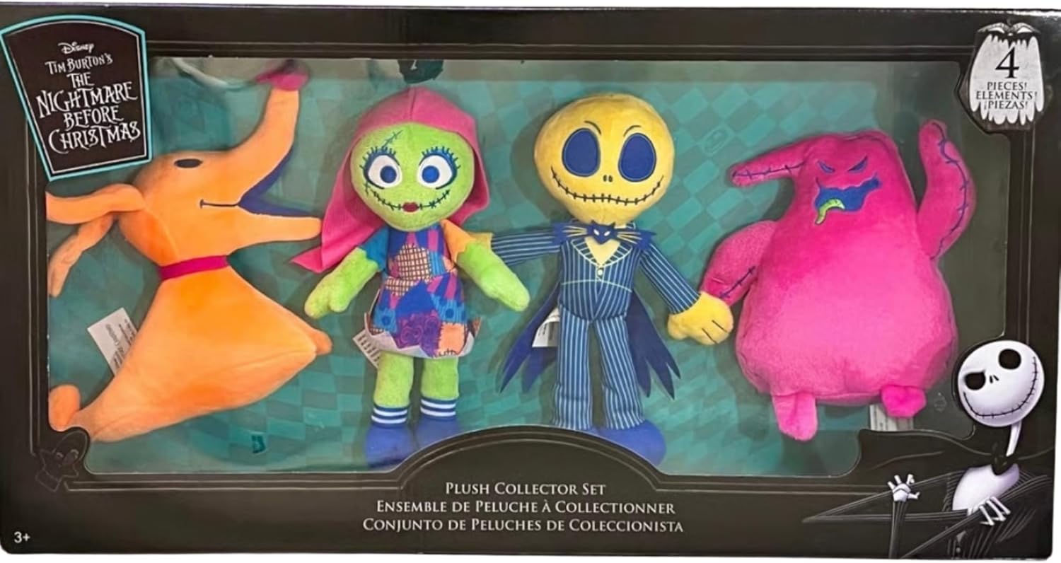 Disney Tim Burton's The Nightmare Before Christmas Neon Plush Collectors Set | Holiday 2024 Limited Edition | Neon Plush 4 Piece Set
