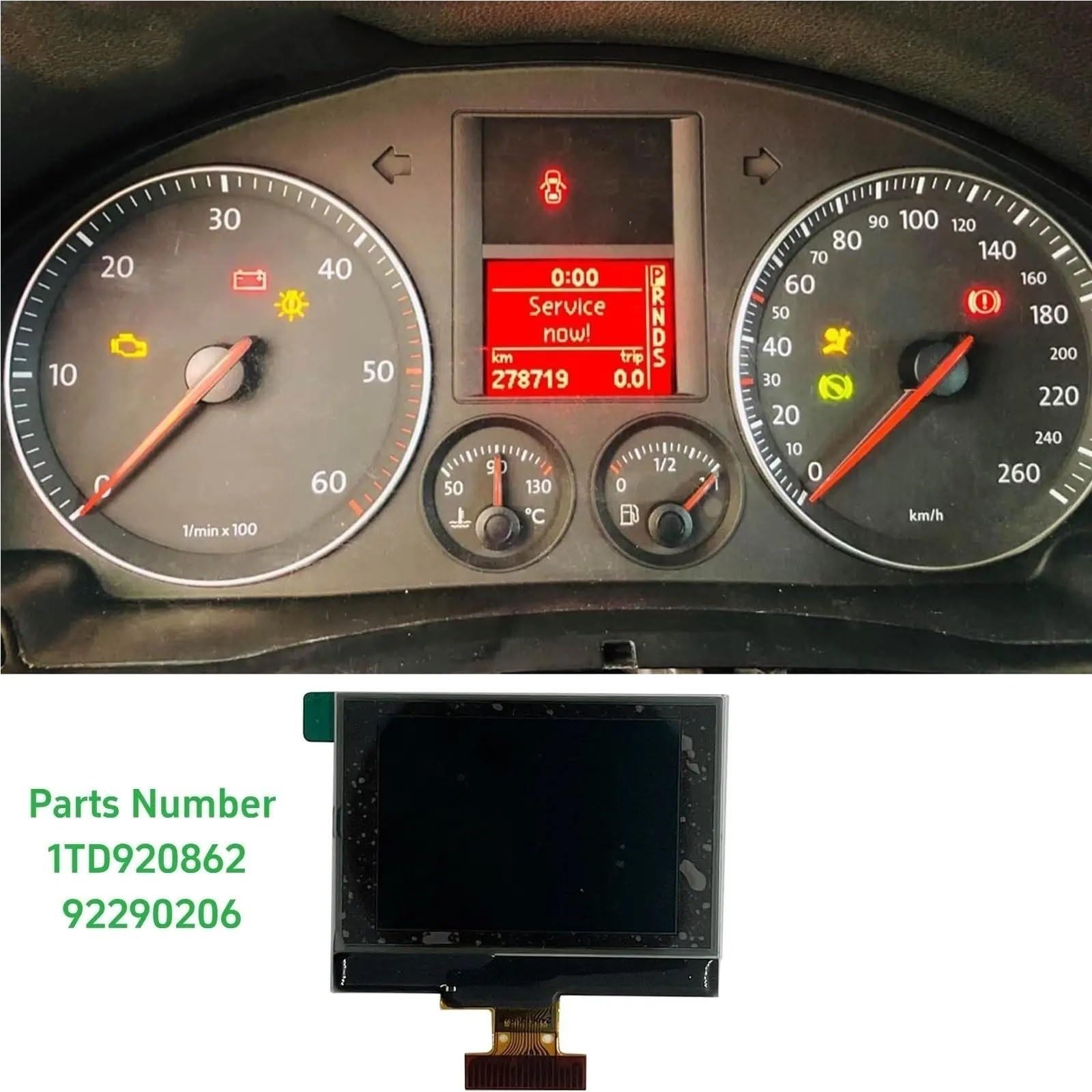 Pasuje do Golfa V Pasuje do Tourana 1TD920862 1K0920861M 92290206 Akcesoria samochodowe Części wewnętrzne Wyświetlacz LCD Deska rozdzielcza