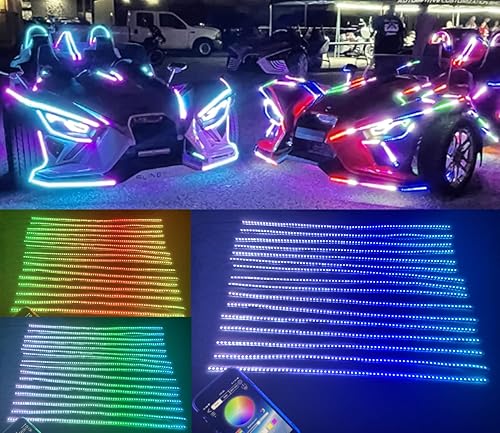 14 tiras de luz de control Bluetooth de 2 pies Musci App Beat Dream Color Chasing Flow Series Off-Road Night Lights