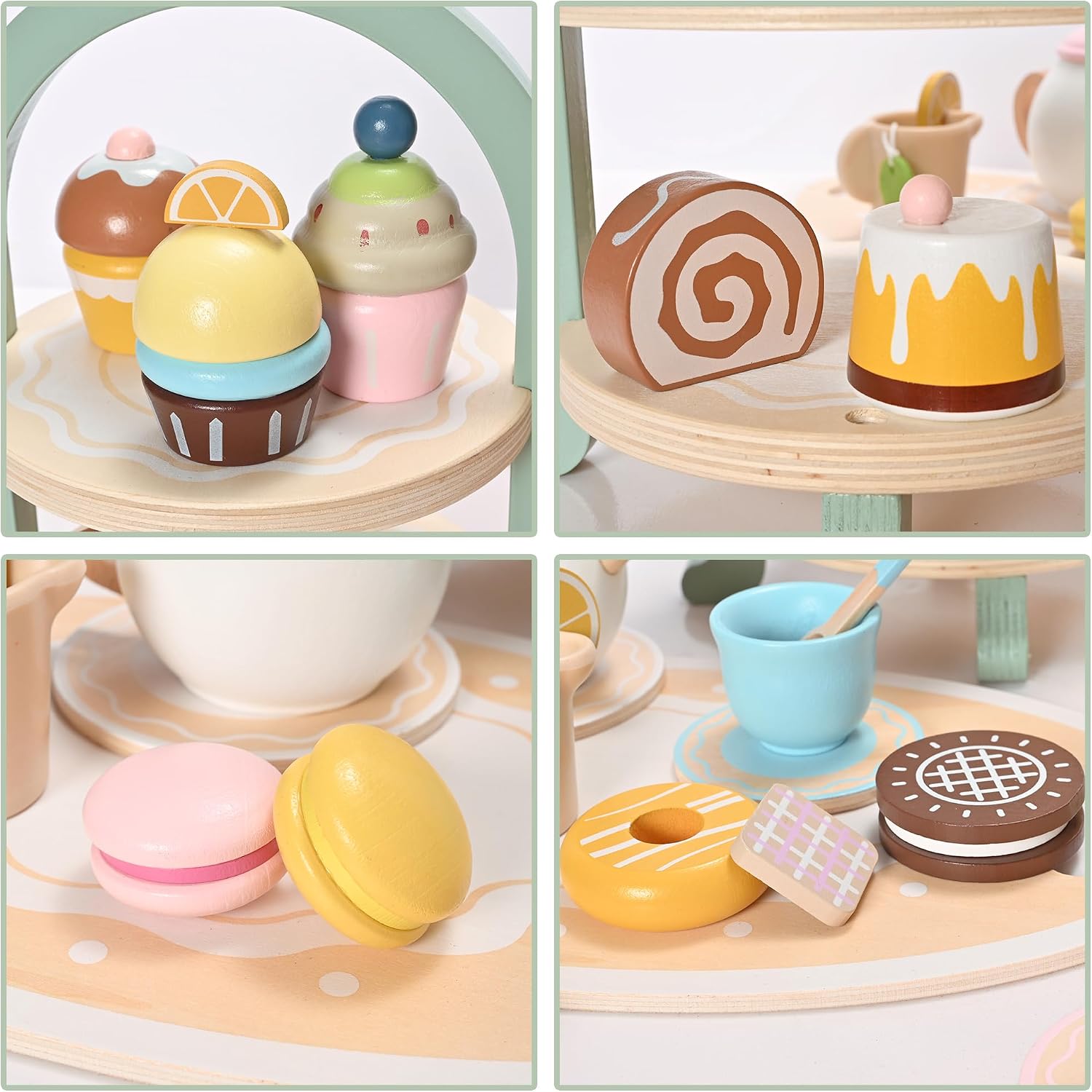 Wooden Tea Set for Little Girls, Toddler Tea Set Wooden Toys image 4