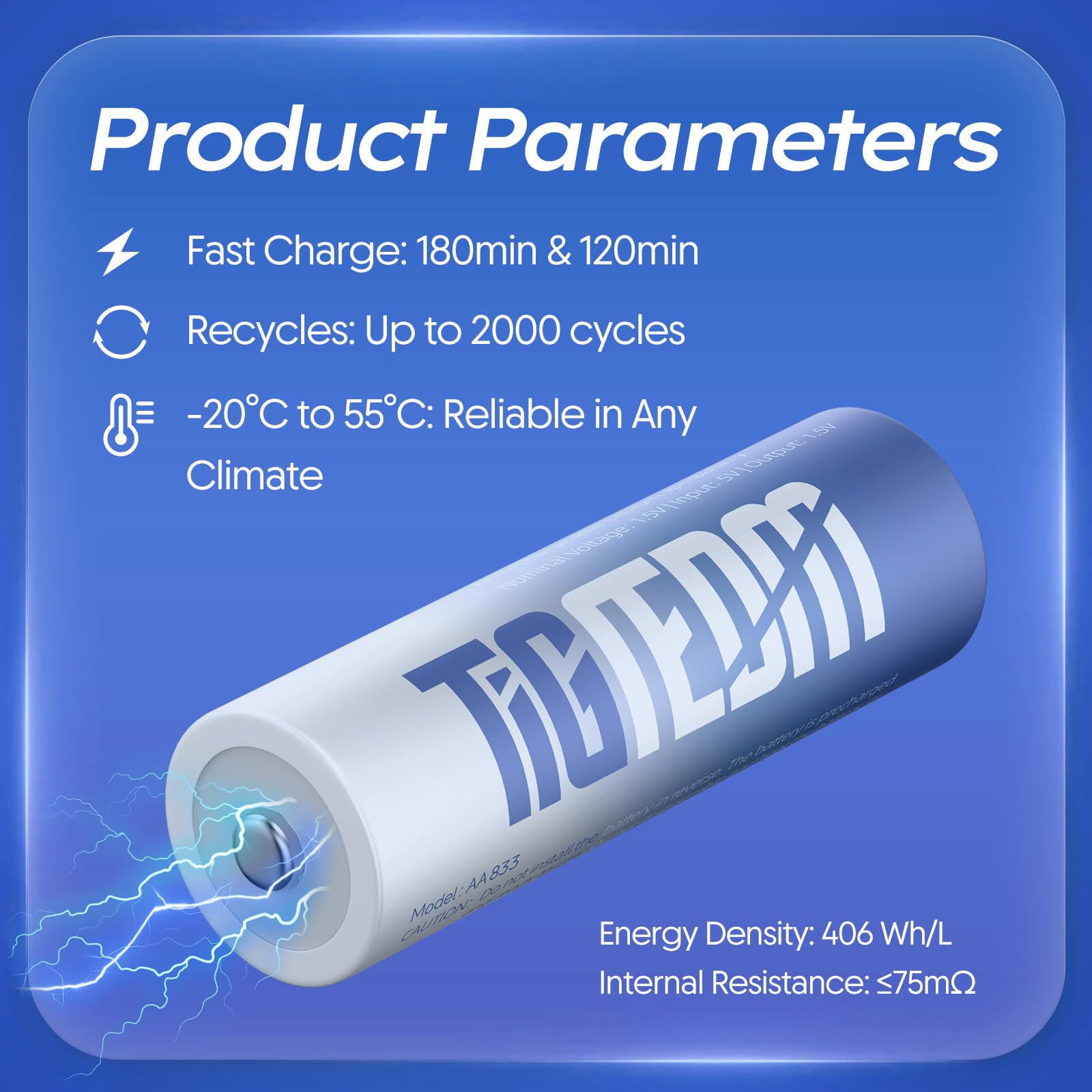 8PCS 1,5V AA Lithium Batterie Ricaricabili con Caricabatterie, 3000mWh Dobbia A Batterie Ricaricabili con scatola di Ricarica & stoccaggio in Uno per Flash (8pcs)