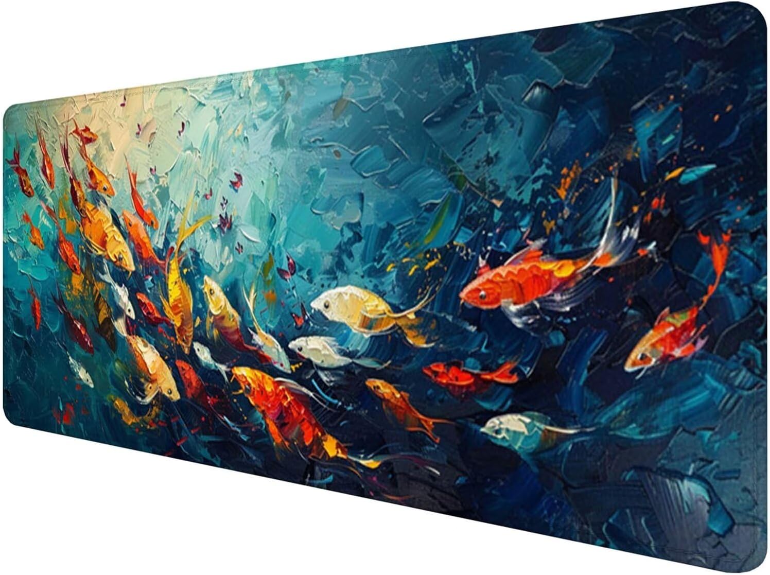 Large Mouse Pad, Fish Mouse Pad for Office Desk Accessories, 35.4 x 15.7 in Large Gaming Mouse Pad Ocean Desk Mat Laptop Keyboard Mat with Non-Slip Rubber Base, 3mm Thick Mouse Pad Gaming B-6