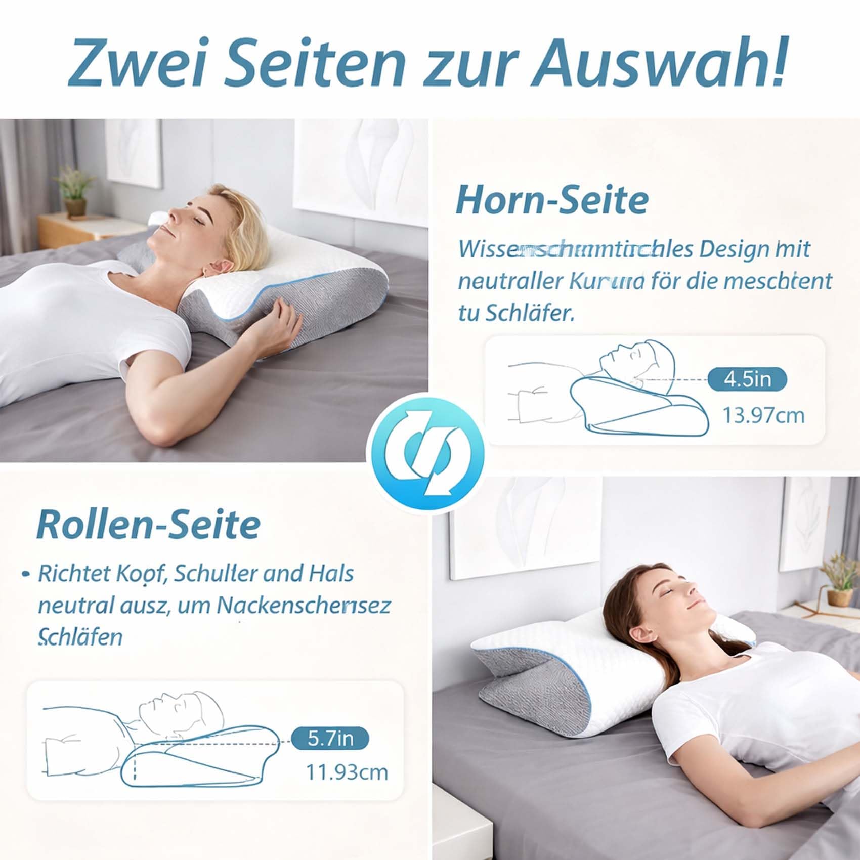 Curo Sleep Kissen Original, 2026 Neu Curo Sleep Kissen, Memory Materialien Werden Verwendet für SeitenschläFer Geeignet, RüCken und Bauchlage, Atmungsaktiv Bezug Waschen, Schmerzlinderung (Schwarz)