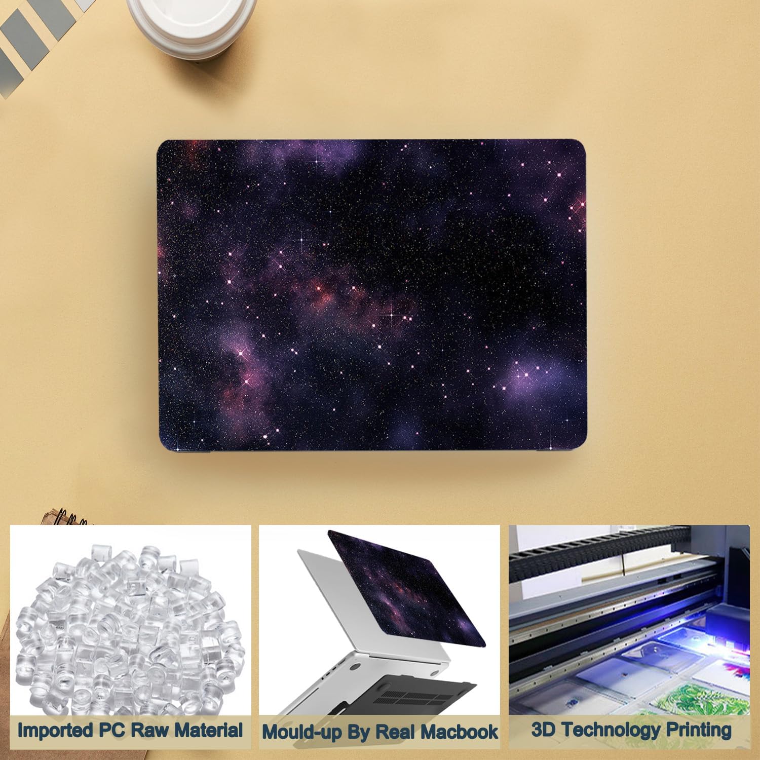 Hard Case Compatible with New MacBook Pro 15 Inch Case 2019 2018 2017 2016 Release Model A1990 A1707 with Touch Bar and Touch ID, Color Printing Matt Plastic Hard Shell Cover Case - Purple Sky