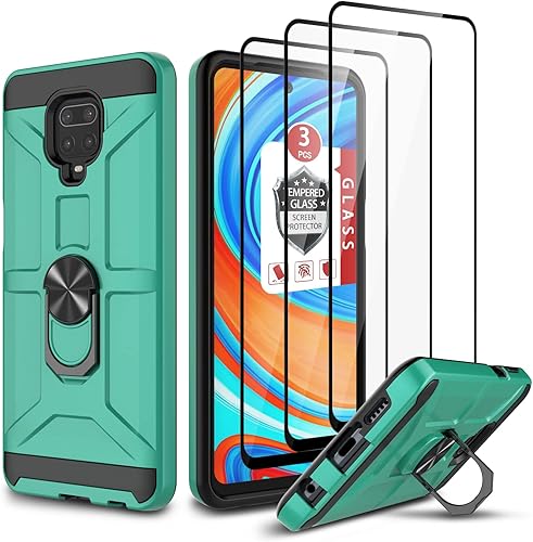 Miniatura 8 de Funda para Xiaomi Note 9 Pro, Note 9sNote 9 Pro Max, con 3 protectores de pantalla de vidrio templado, soporte de anillo integrado y soporte