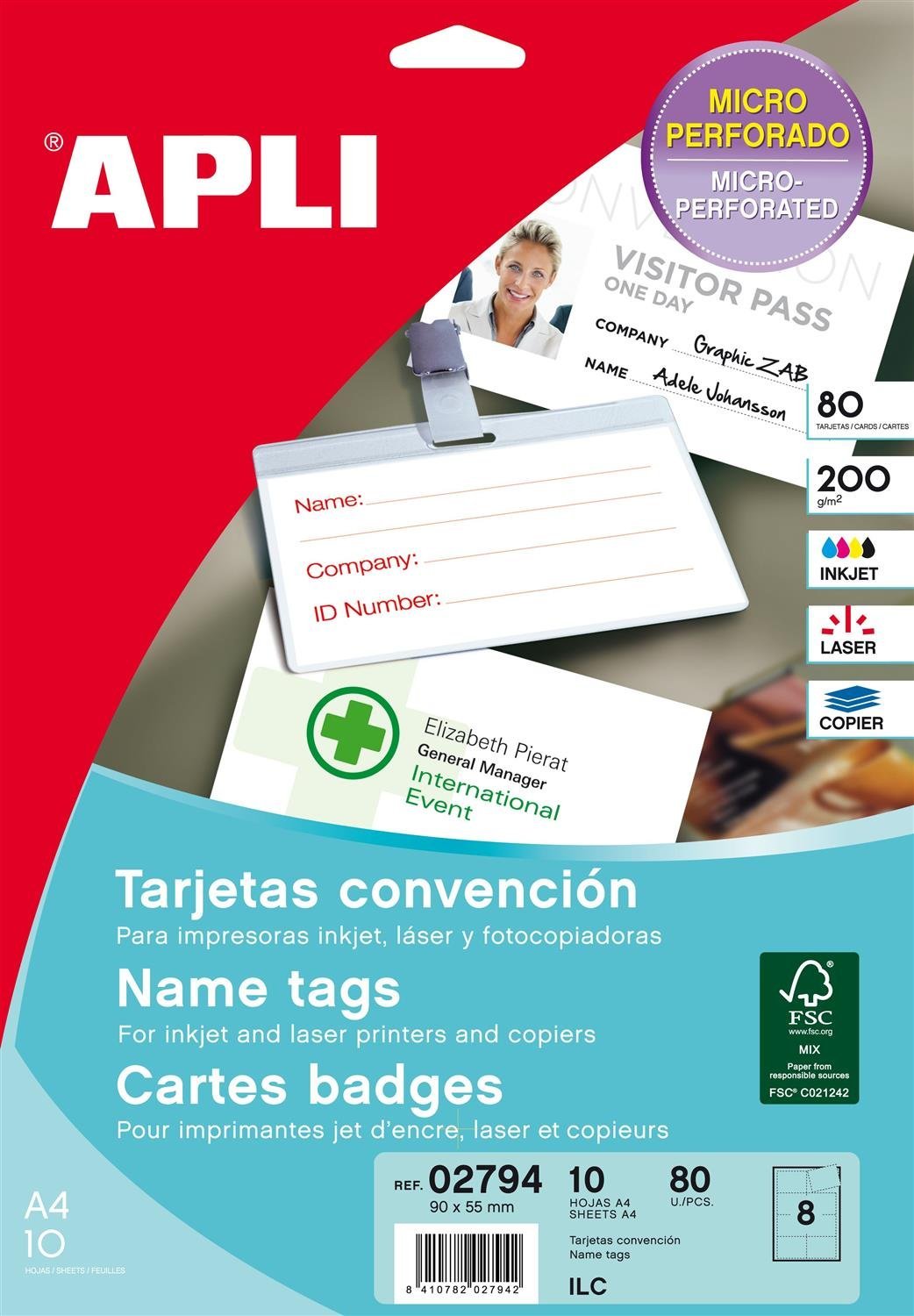 APLI 002794 Convention, 80 Business Cards 90 x 55 mm