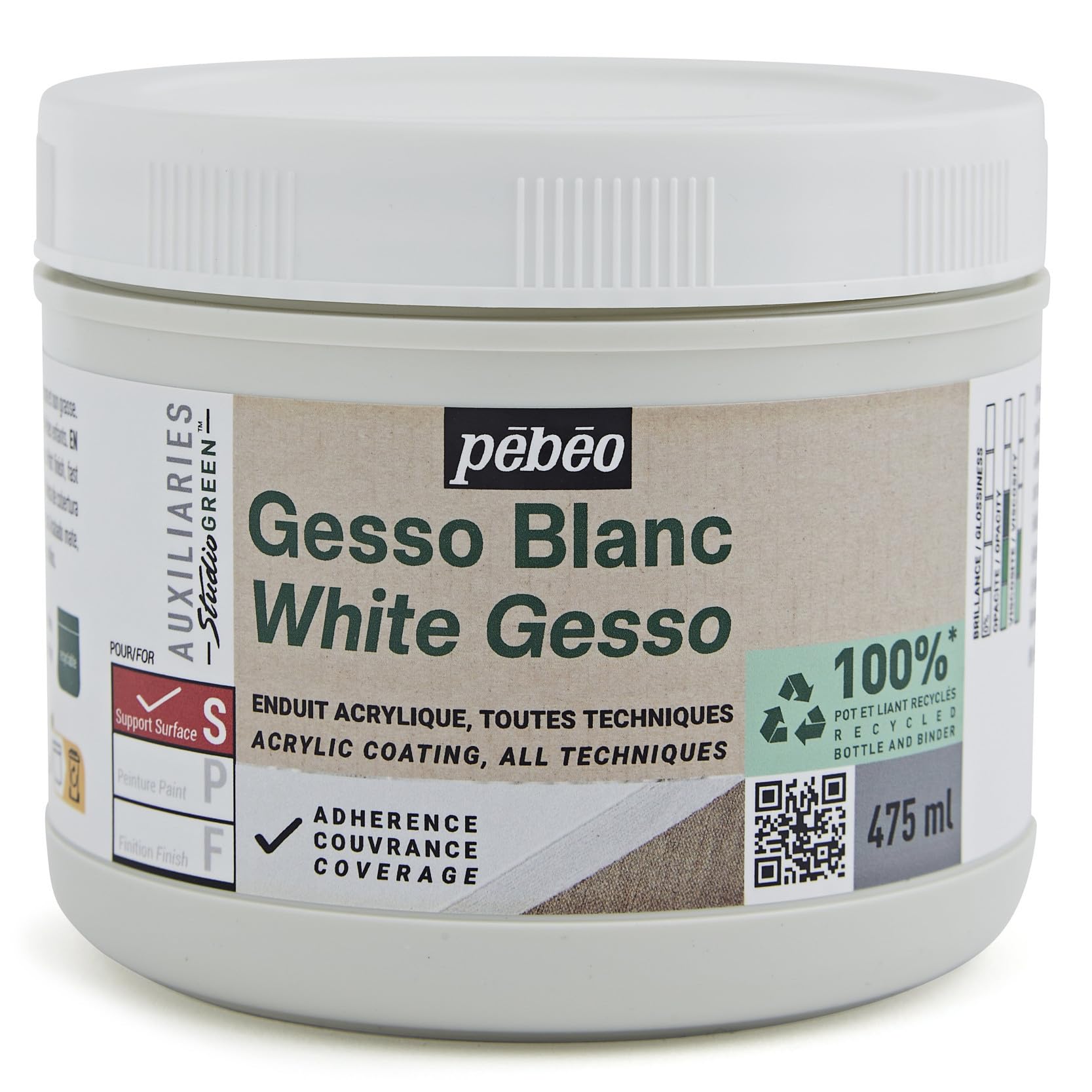 Gesso Pébéo Studio Green - White - 475 ml