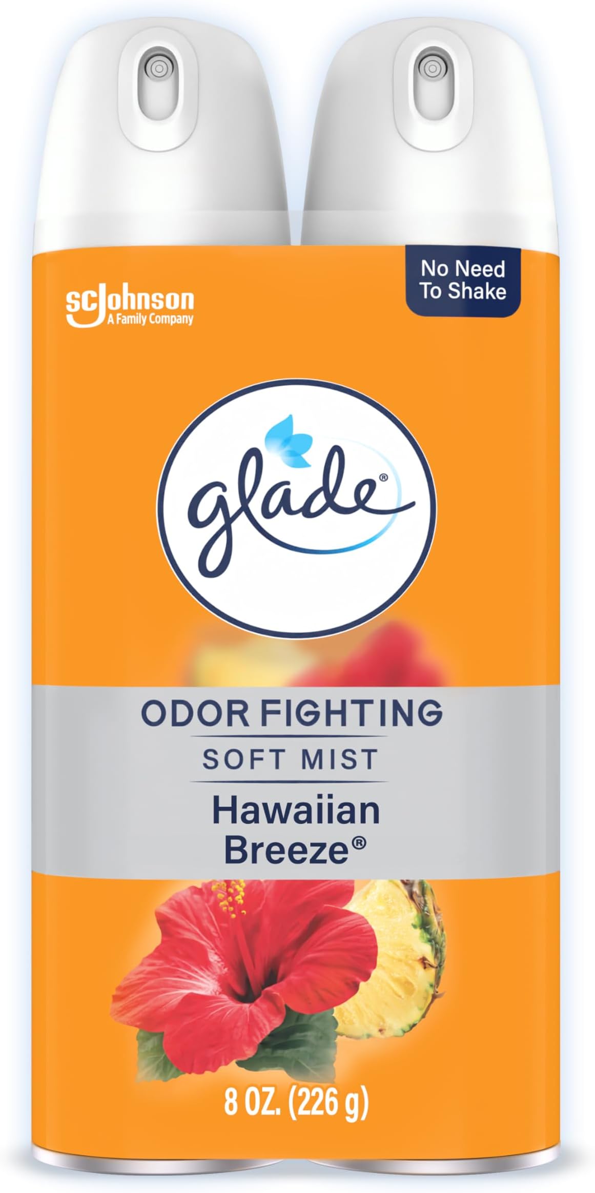 Glade Air Freshener Room Spray, Hawaiian Breeze Scent, Odor Fighting to Deliver Long Lasting Freshness, 8 Oz, 2 Count