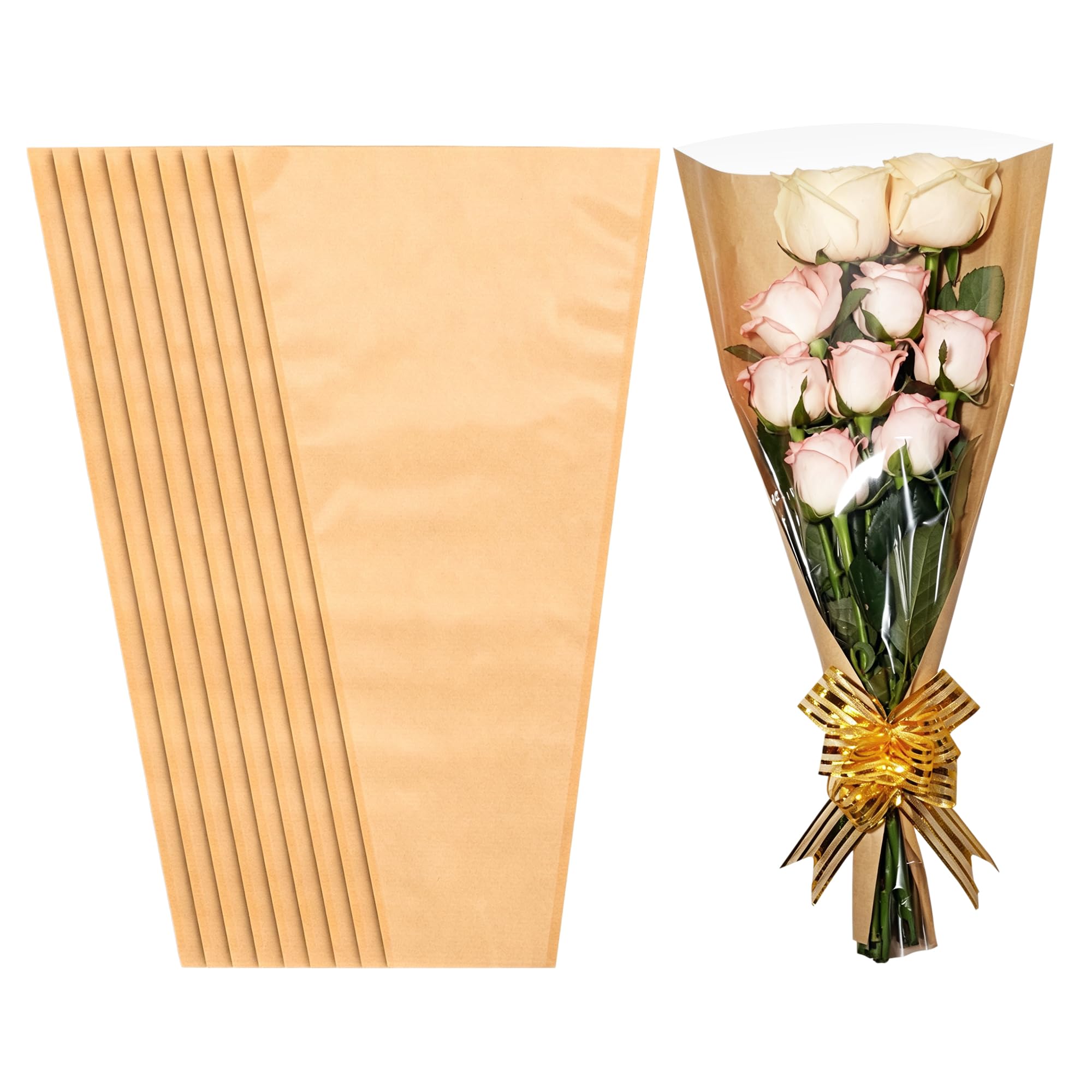 JOYIT Flower Bags for Bouquets, 50PCS Flower Wrapping Papers, 9.8“ x 18”