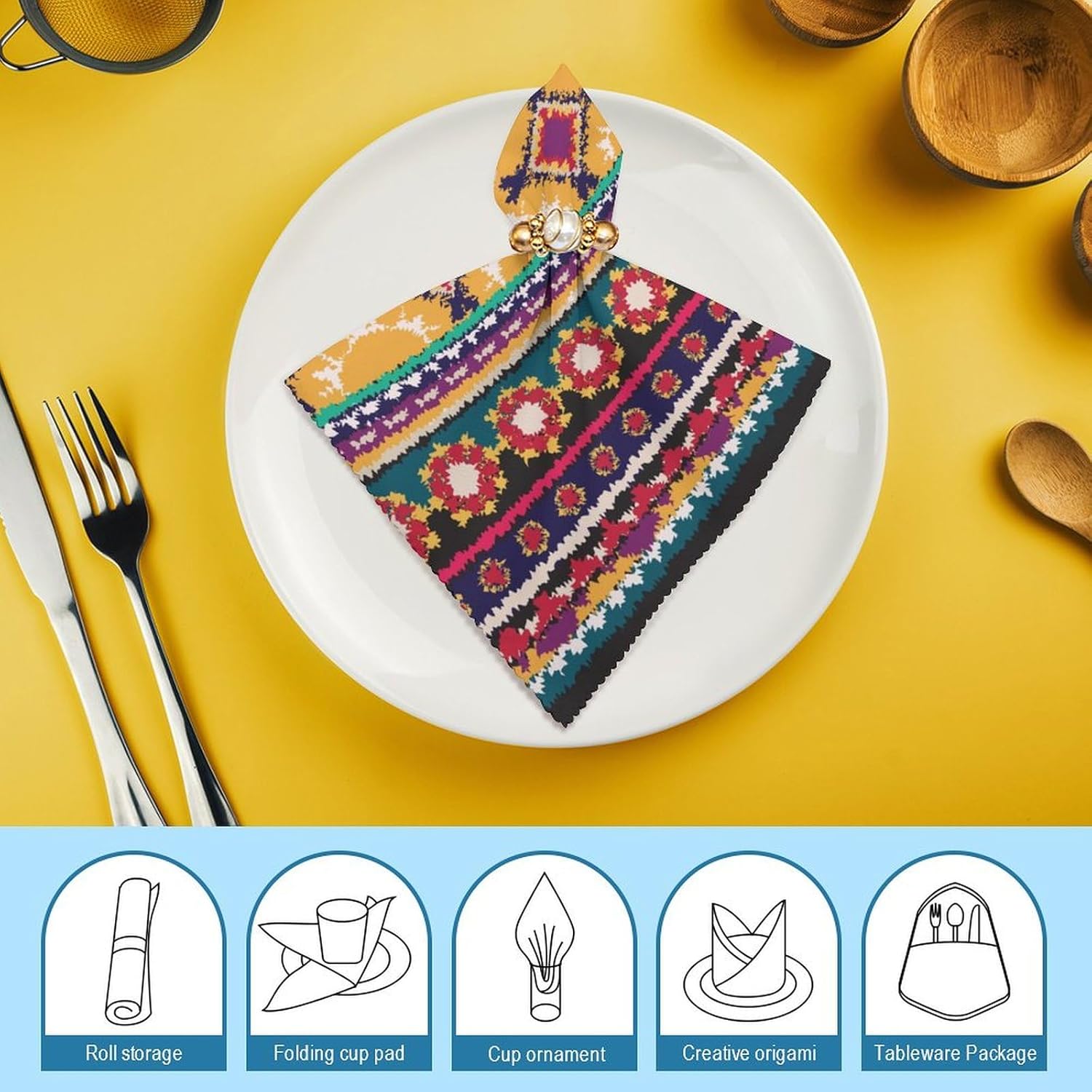 Aztec Cloth Napkin,Southwestern Ethnic Geometric Tribal Navajo Dinner Napkin Reusable Kitchen Table Top Collection for Party Dining Table Decor, 19 X 19 Inch, 6 PCS