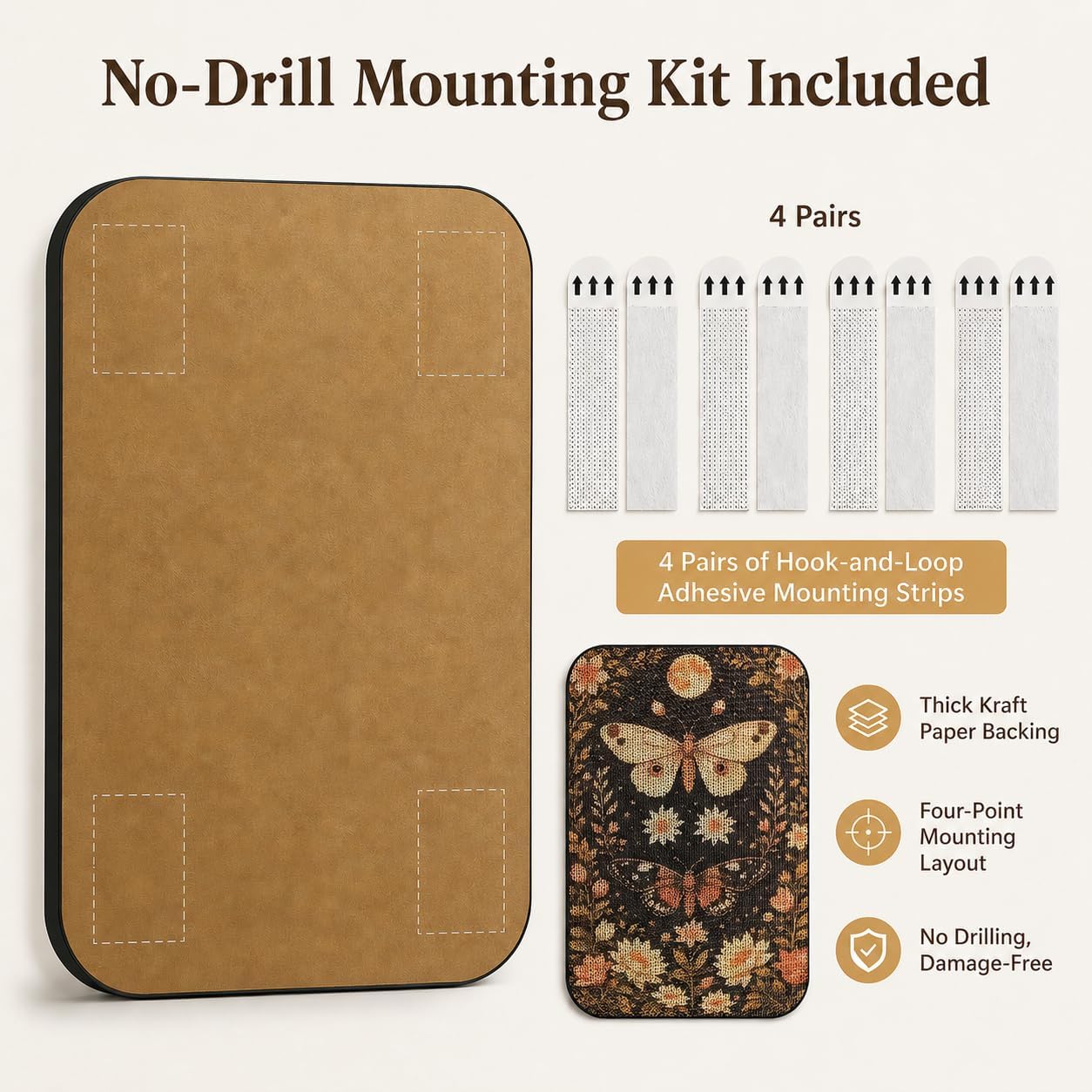 Cat Wall Scratcher, Art Cat Scratching Board for Indoor Cats | Wall Mounted Cat Scratch Pad, Water-Based Ink, Hook&Loop Strips, Floor or Wall Use, 16.7x11x1 Inch, Butterfly 1