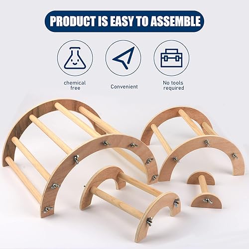 Miniatura 2 de Juego de 4 juguetes de entrenamiento de madera para pollitos, mini gimnasio para gallinero, perca de bambú fuerte, parque infantil para mini