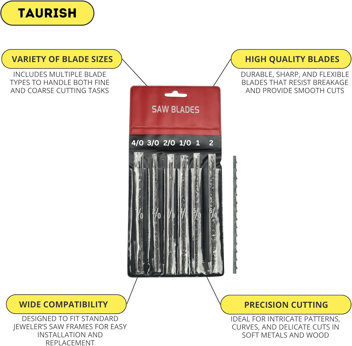 German Style Jeweler's Saw Frame with 144 Assorted Blades - Adjustable for Woodworking, Jewelry Making, Craft & Hobby Use