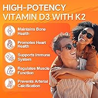 Vista 3 de ZEBORA Vitamina D3+K2-5000 UI Vitamina D3 + 100 mcg K2 MK-7 - Máxima absorción para huesos, dientes, corazón e inmune apoyo - Fácil de tragar, sin