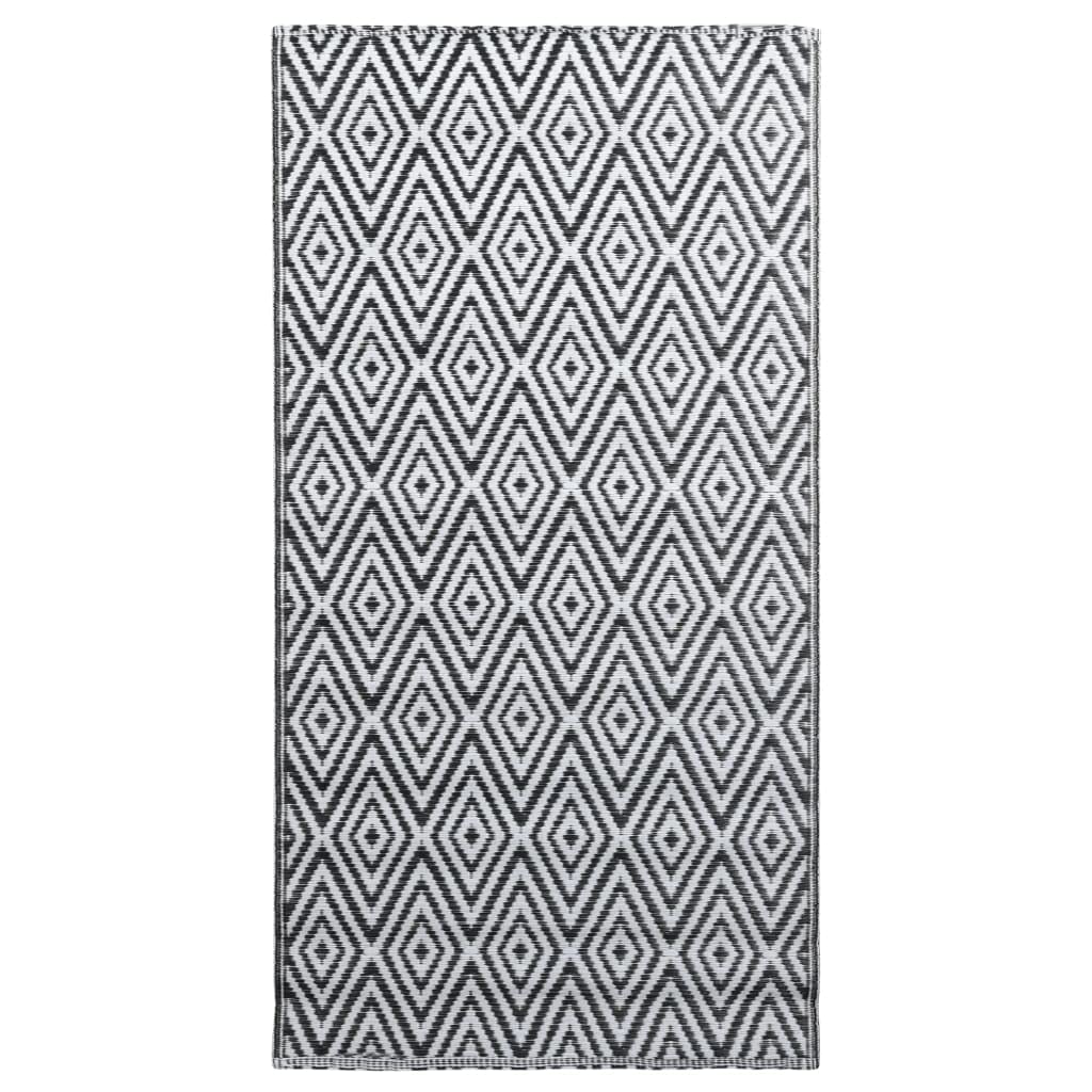 vidaXL Outdoor Carpet in Contrasting White and Black colours with Stylish Double Layer Jacquard Design, Made from Soft Polypropylene, Sized 160x230 cm — image 1