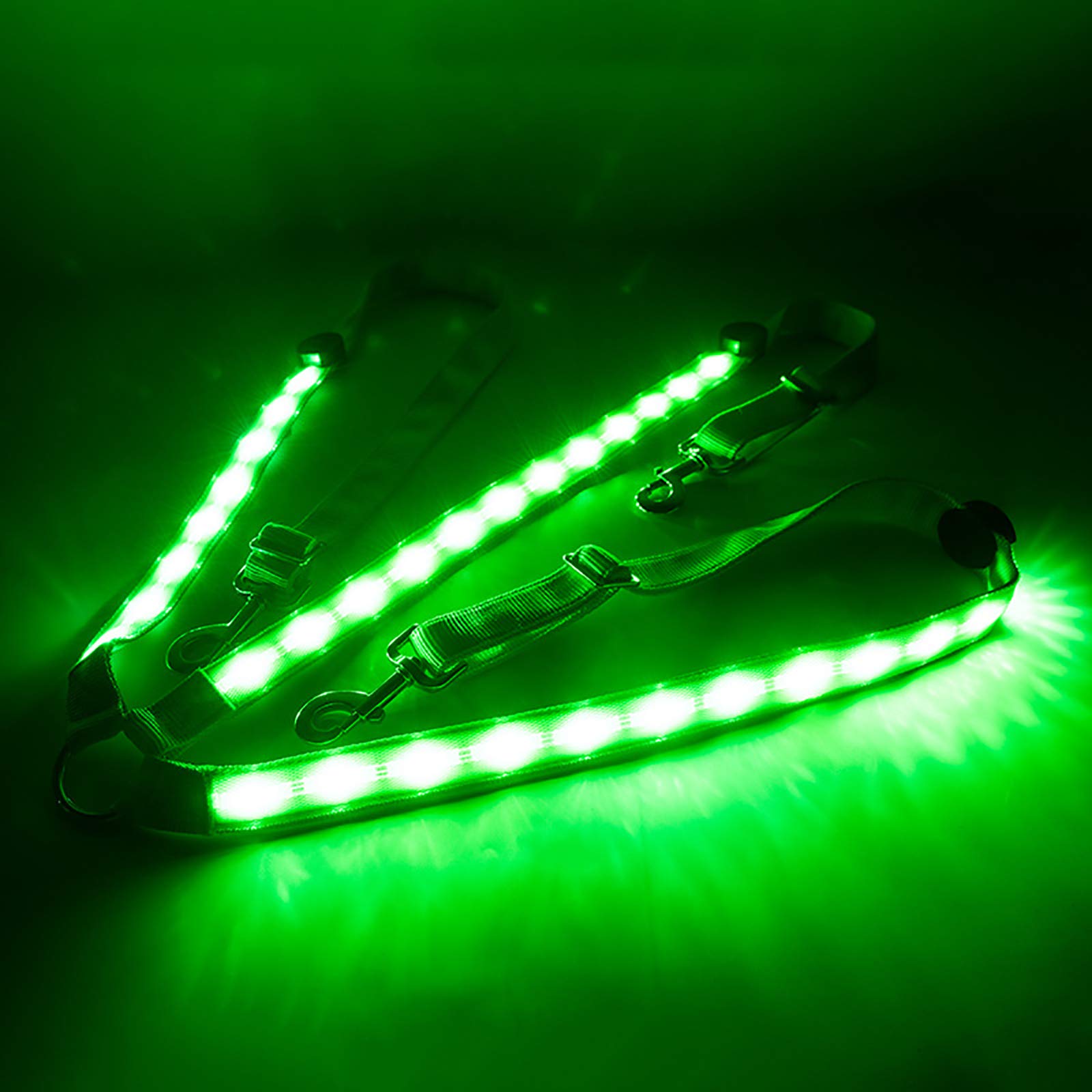 Collares de coraza de Caballo Intermitente,LED Collar de Tachuela de Alta Visibilidad Correa de Pecho de Caballo Luminosa Equipo de Equipo de Seguridad para Montar a Caballo de Noche,Verde