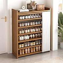 Warmiehomy Shoe Rack with Dustproof Cover, 7-Tier Shoe Storage Cabinet, 80 x 23 x 84cm Shoe Organiser Stand, Slim Shoe Rack for Hallway, Entryway, Living Room
