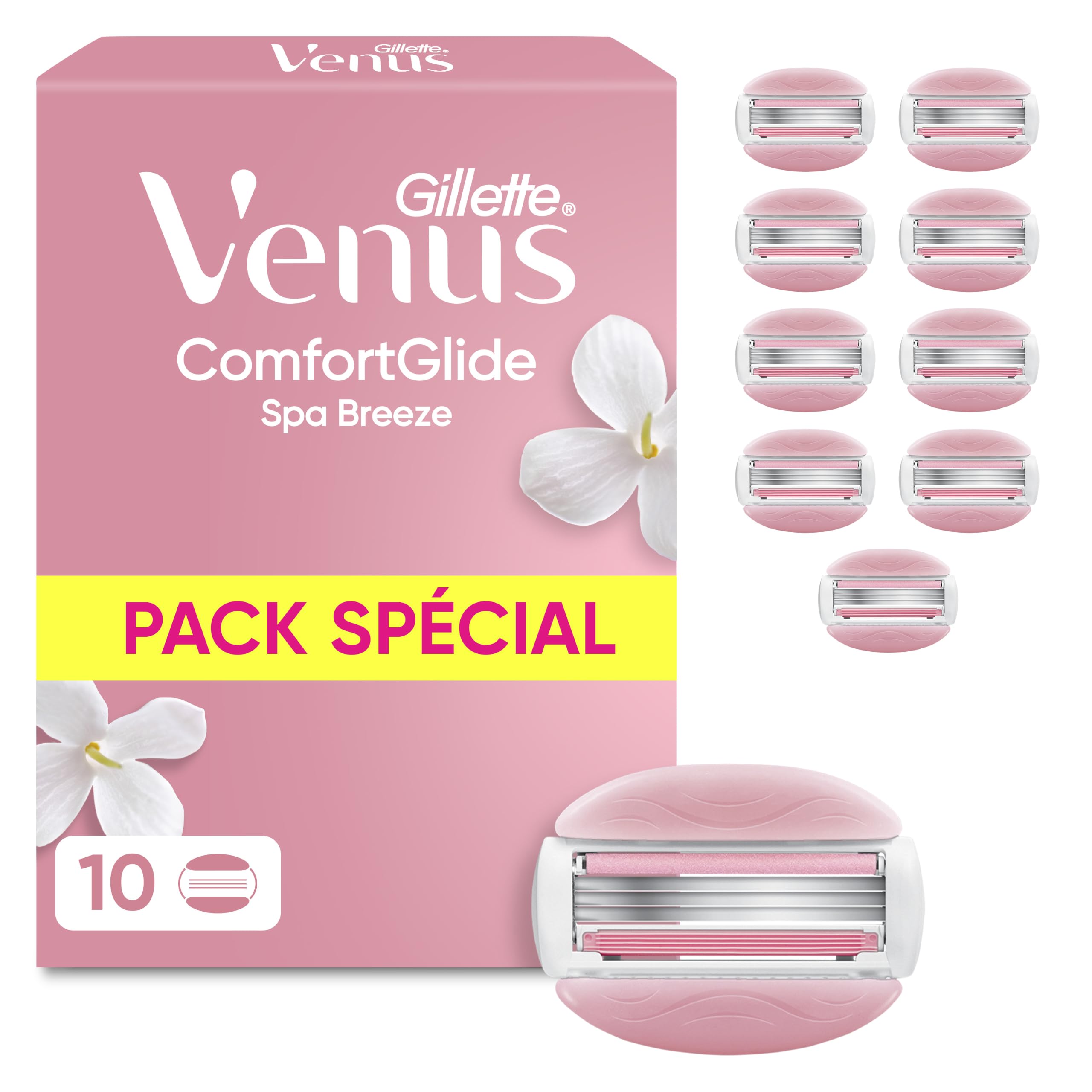 Gillette Venus Lames de Rasoir Femme ComfortGlide Spa Breeze 10 Rechanges Cartouche Gel Parfumé Bande Lubrifiante