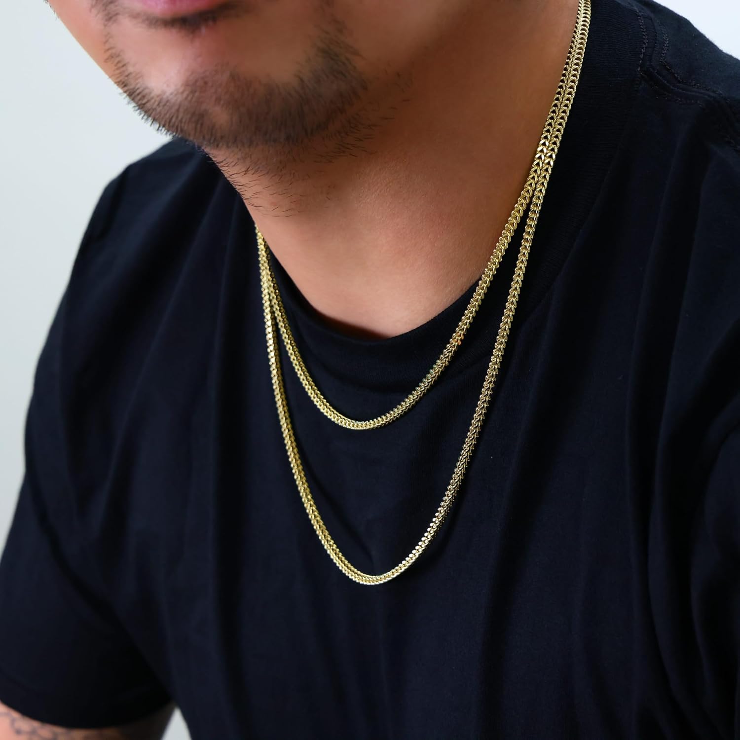 Nuragold 10k Real Yellow Gold Franco Square 3mm Box Chain Wheat Chain Necklace (18"-30") Italian Jewelry for Men & Women